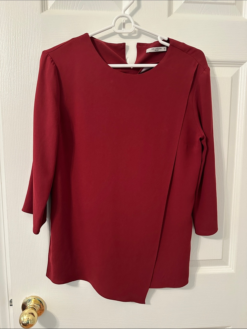 MM Lafleur Burgundy Long-Sleeve Asymmetrical shirt